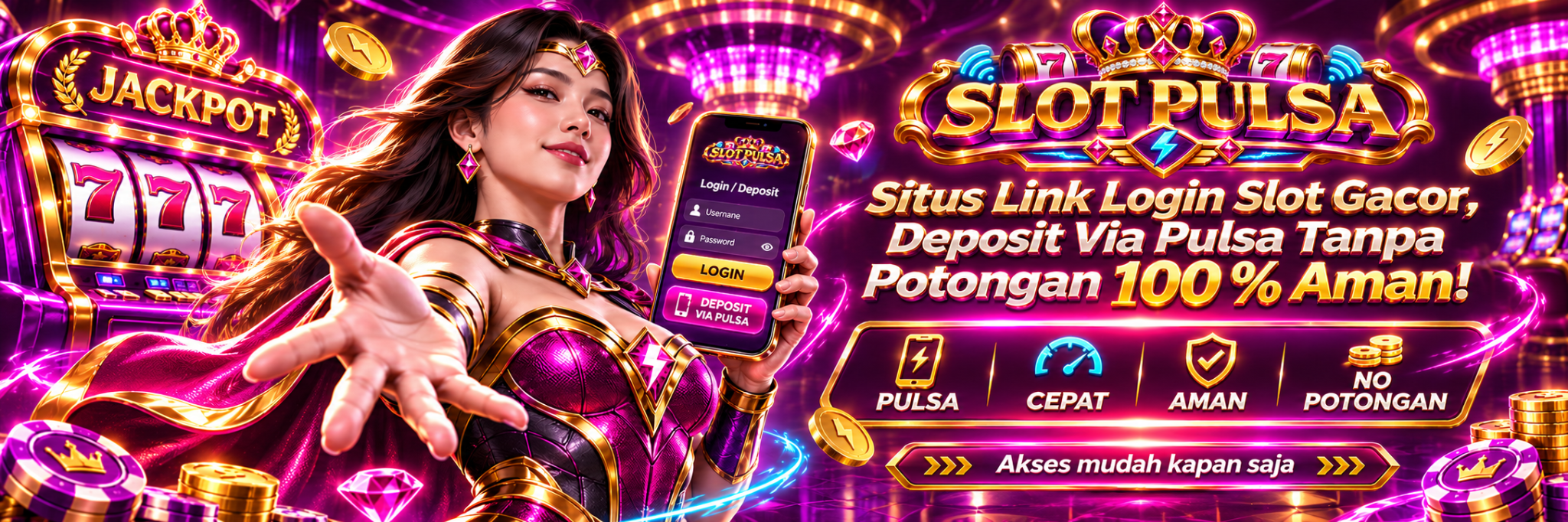 SLOT PULSA — panduan login dan deposit via pulsa, banner 2